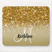 Girly GoldGlitzer-Glitzern-Monogramm-Name Mousepad (Vorne)
