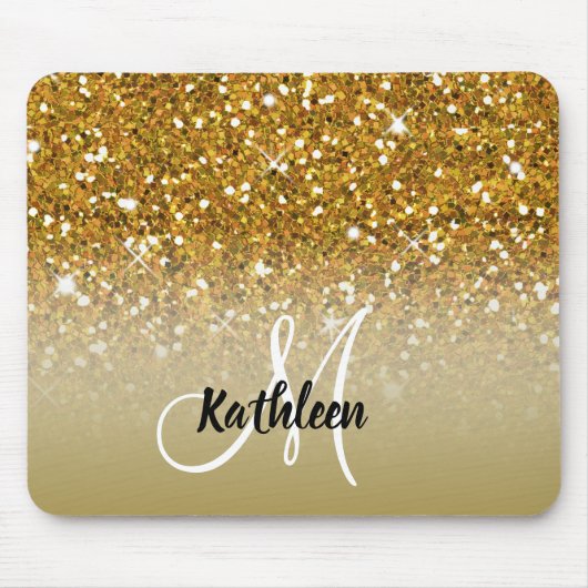 Girly GoldGlitzer-Glitzern-Monogramm-Name Mousepad (Vorne)