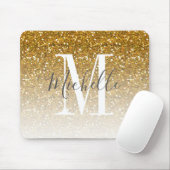Girly GoldGlitzer Ombre Schein-Monogramm-Name Mousepad (Mit Mouse)