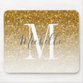 Girly GoldGlitzer Ombre Schein-Monogramm-Name Mousepad (Vorne)