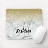 Girly GoldGlitzern-grauer Marmormonogramm-Name Mousepad (Mit Mouse)