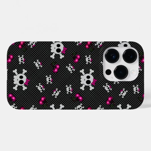 Girly Goth Skulls mit rosa Bows Case-Mate iPhone Hülle (Rückseite (Horizontal))
