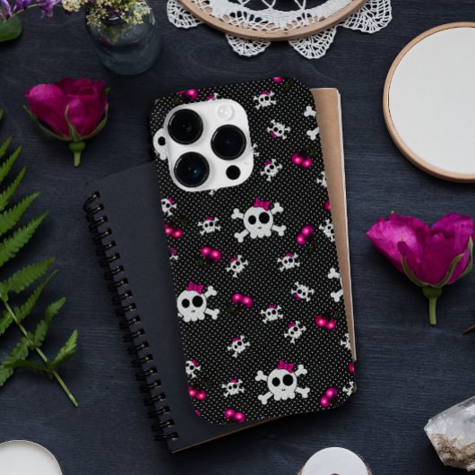 Girly Goth Skulls mit rosa Bows Case-Mate iPhone Hülle