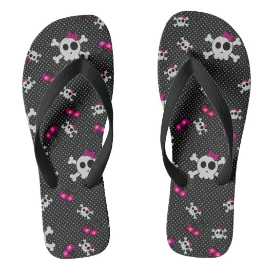 Girly Gothic Skulls Badesandalen (Fußbett)