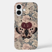 Girly Gothly Butterfly Moth Rose Grunge Monogramm Case-Mate iPhone Hülle (Rückseite)