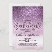 Girly Grape Lila Triple Glitzer Bachelorette Einladung (Vorderseite)