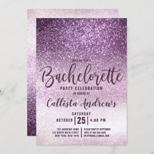 Girly Grape Lila Triple Glitzer Bachelorette Einladung