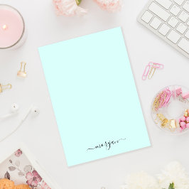 Girly Green Blue Monogram Modern Script Personal Post-it Klebezettel