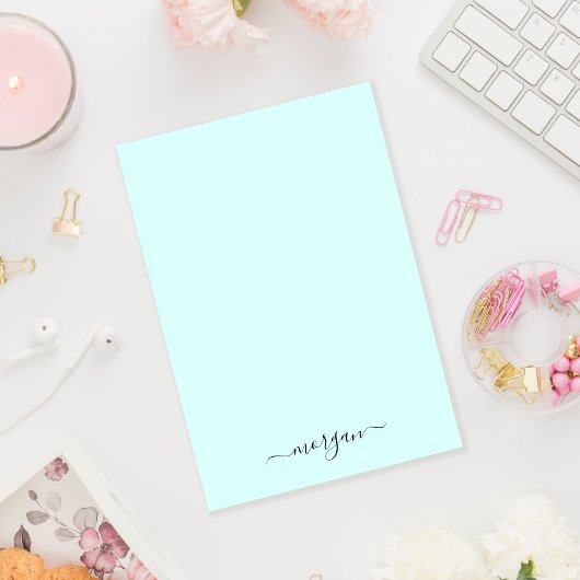 Girly Green Blue Monogram Modern Script Personal Post-it Klebezettel