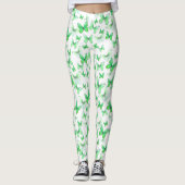 Girly green butterfly whimsical patterned leggings (Vorderseite)