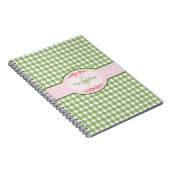 Girly Green Gingham Monogramm mit Namen Notizblock (Rechte Seite)