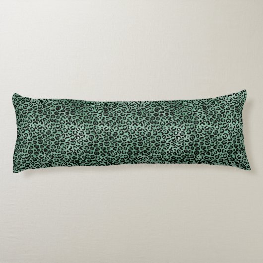 Girly Green Glam Leopard Print Seitenschläferkissen (Rückseite)