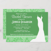 Girly Green Paisley Einladung (Vorne/Hinten)