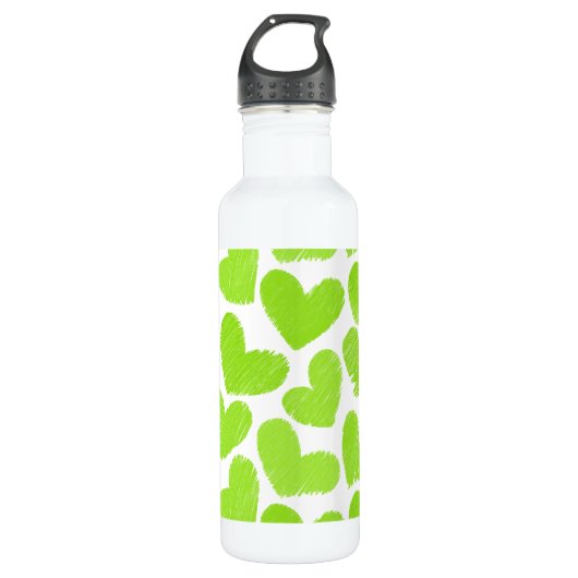 Girly green pastellfarbene Liebe Herz Trinkflasche (Vorderseite)