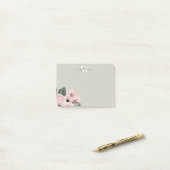Girly Green Pink Monogram Floral Post-It Notes Post-it Klebezettel (Auf Schreibtisch)