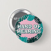 Girly Green Pink Tropical Blätter schwer zu hören Button (Vorne & Hinten)