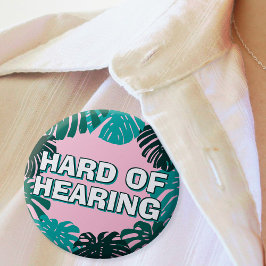 Girly Green Pink Tropical Blätter schwer zu hören Button