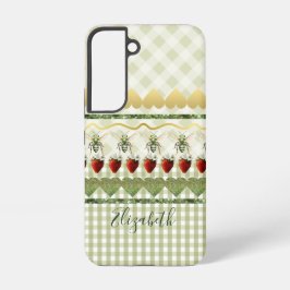 Girly Green Plaid and Checks Bees Hearts Name Samsung Galaxy Hülle
