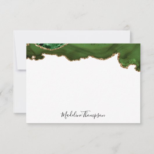 Girly Green Velvet Agate Geode Script Typografie 2 Mitteilungskarte (Vorderseite)