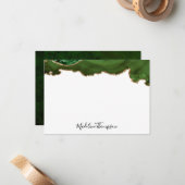 Girly Green Velvet Agate Geode Script Typografie 2 Mitteilungskarte (Vorderseite/Rückseite Beispiel)