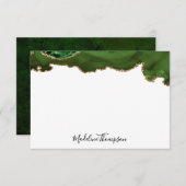Girly Green Velvet Agate Geode Script Typografie 2 Mitteilungskarte (Vorne/Hinten)