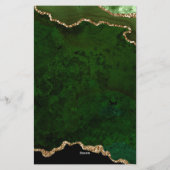 Girly Green Velvet Agate Geode Script Typografie Briefpapier (Rückseite)