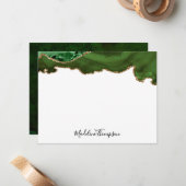 Girly Green Velvet Agate Geode Script Typografie Mitteilungskarte (Vorderseite/Rückseite Beispiel)