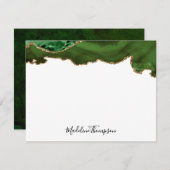 Girly Green Velvet Agate Geode Script Typografie Mitteilungskarte (Vorne/Hinten)