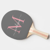Girly Grey Blush Pink Monogram Feminine Script Tischtennis Schläger (Seitenansicht)