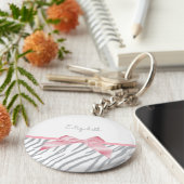 Girly Grey Tiger Stripes Animal Print mit Namen Schlüsselanhänger (Seite)