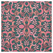 Girly Groovy Pink Coral Green 70er Blume Muster Stoff (Muster)