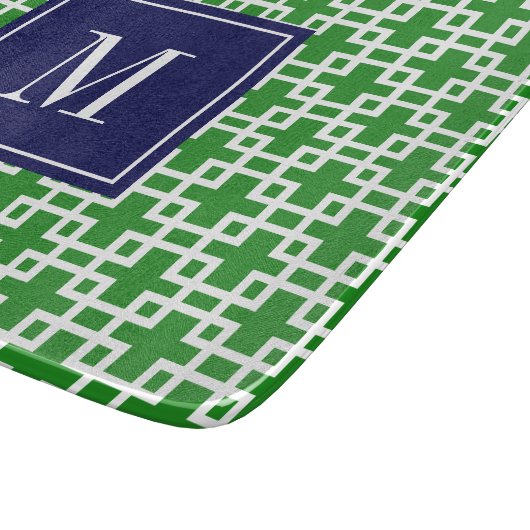 Girly Grün-u. Marine-Quadrat-Muster-Gewohnheit Schneidebrett (Ecke)