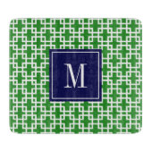 Girly Grün-u. Marine-Quadrat-Muster-Gewohnheit Schneidebrett (Vorderseite)