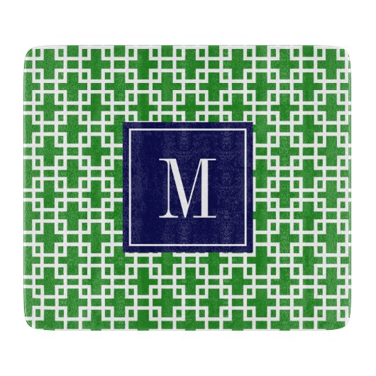 Girly Grün-u. Marine-Quadrat-Muster-Gewohnheit Schneidebrett (Vorderseite)