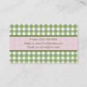 Girly grünes Gingham-Monogramm-Land-Rosa-Band Visitenkarte (Rückseite)