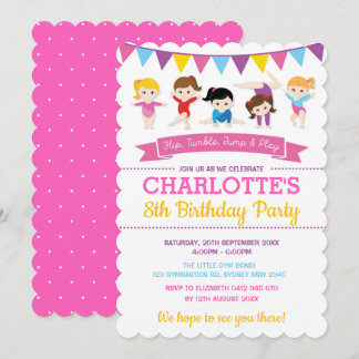 Girly Gymnastik-Geburtstags-Rosa-Turnhallen-Party Einladung