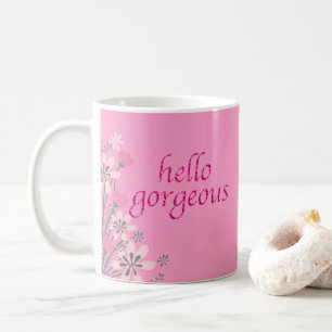 Girly hallo des Typografie-rosa Glitzer-  herrlich Kaffeetasse