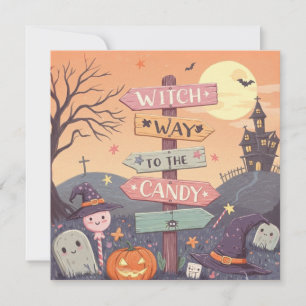 Girly Halloween - Hexenweg zur Candy Feiertagskarte
