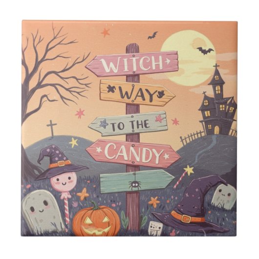 Girly Halloween - Hexenweg zur Candy Fliese (Vorderseite)
