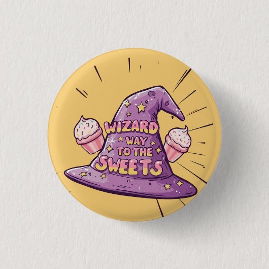 Girly Halloween - Zauberkunst Weg zu den Süßigkeit Button (Vorderseite)