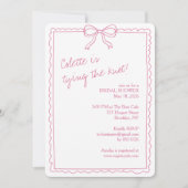 Girly Hand Drawn Bow Elegantes rosa Brautparty Einladung (Vorderseite)