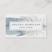 Girly Hand Wasserfarbenblauer Federboho Visitenkarte (Vorderseite)