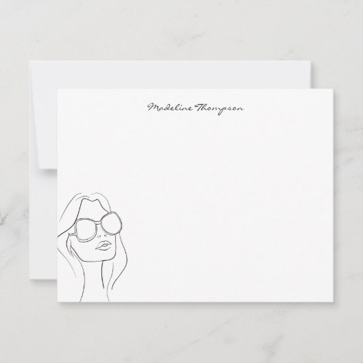 Girly Handwriting Script Typografy Girl Face Mitteilungskarte (Vorderseite)