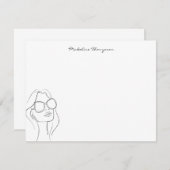 Girly Handwriting Script Typografy Girl Face Mitteilungskarte (Vorne/Hinten)