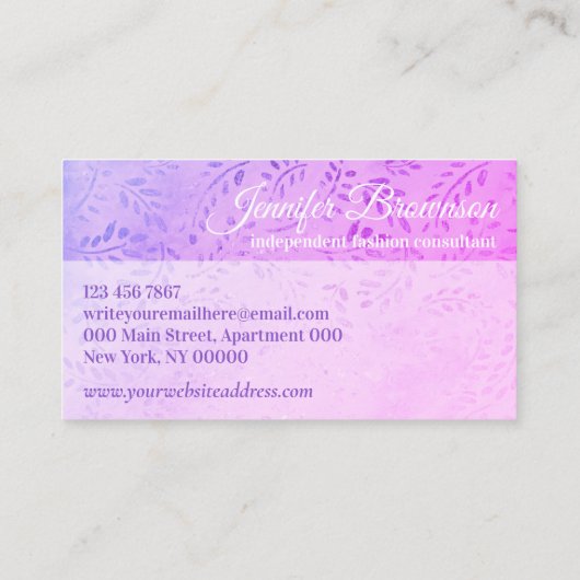 Girly Hanger Visitenkarte (Rückseite)