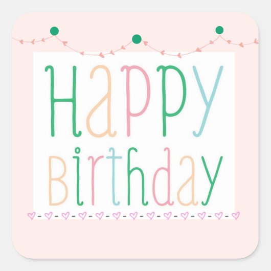 Girly Happy Birthday Stickers (Vorderseite)
