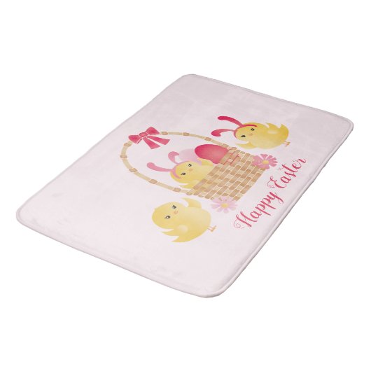 Girly Happy Oaster Chicks Pink Badematte (Schrägansicht)