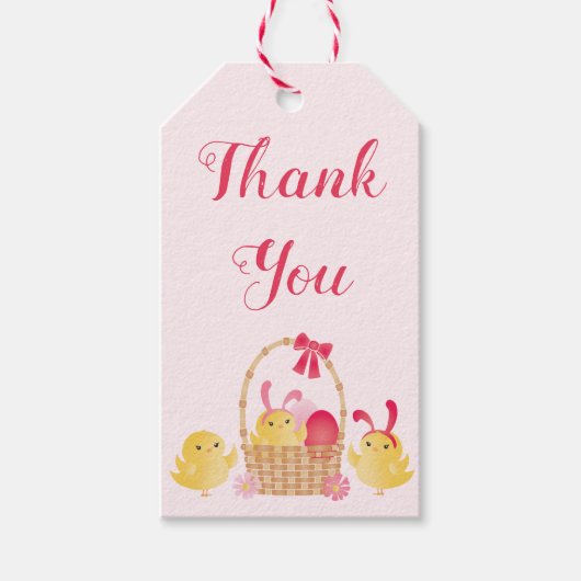 Girly Happy Oaster Chicks Pink Geschenkanhänger (Vorderseite)