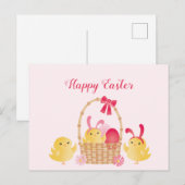 Girly Happy Oaster Chicks Pink Postkarte (Vorne/Hinten)
