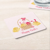 Girly Happy Oaster Chicks Pink Rechteckiger Pappuntersetzer (angewinkelt)